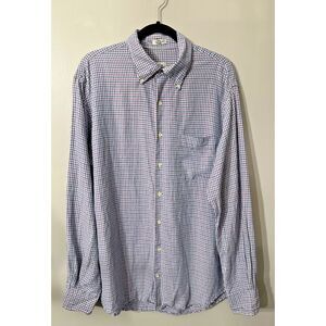 Peter Millar Men's‎ L Linen Silk Blend Long Sleeve Button Down Shirt Gingham